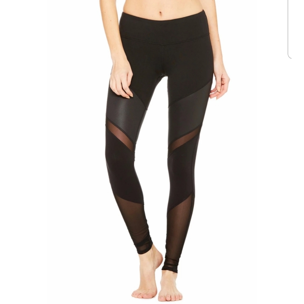 Alo Yoga Sheila Legging Glossy Black Mesh